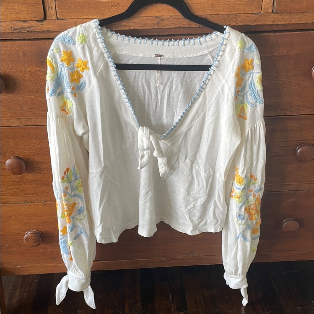 Free People boho peasant long sleeve top S